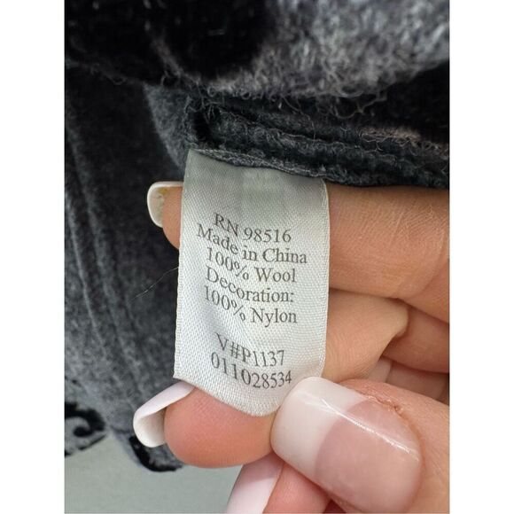 COLDWATER CREEK Ornate Gray/Black Flocked Boiled Wool 3/4 Sleeve Jacket Size XL - Picture 4 of 8